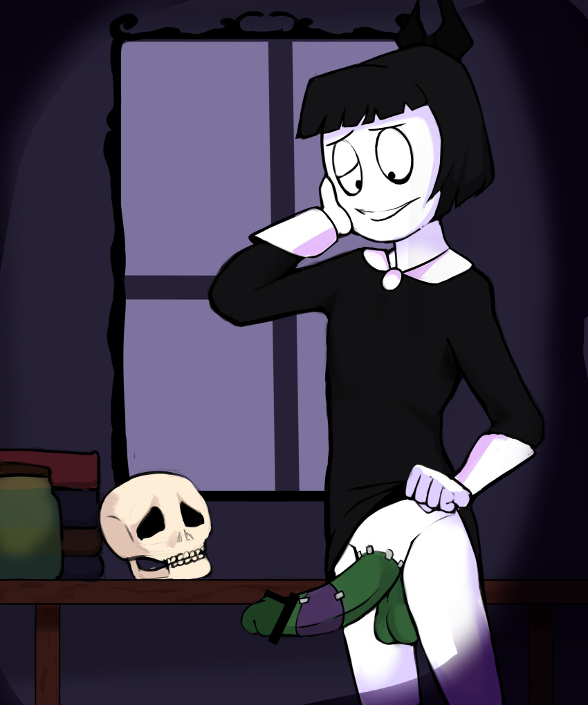 creepy_susie futanari goth halloween penis skeleton skull strap-on the_oblongs
