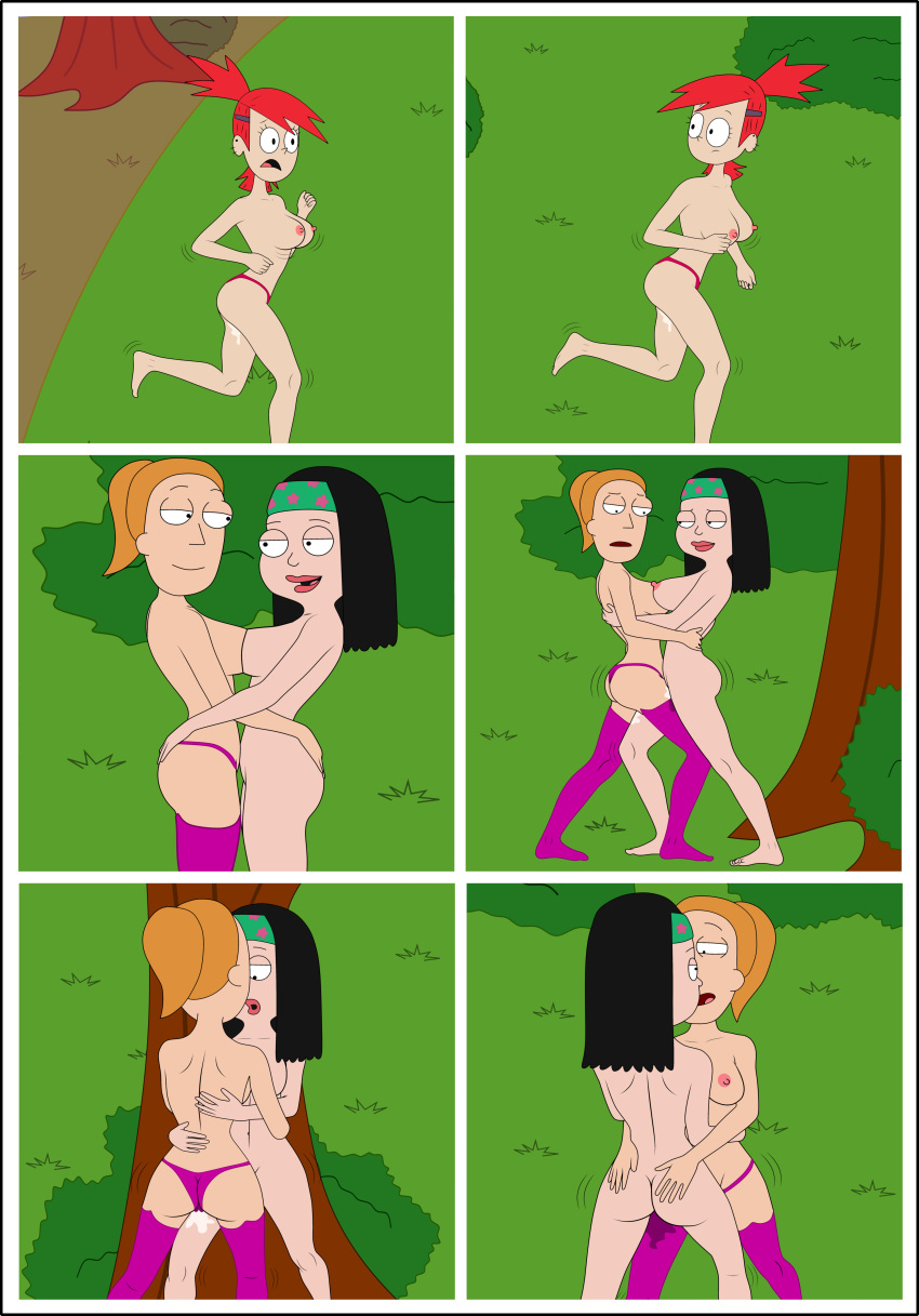 american_dad battle bra cfnf clothed_female_nude_female comic female/female female_butt_nudity female_frontal_nudity female_nudity female_only forest foster's_home_for_imaginary_friends frankie_foster girl_running_topless grass hayley_smith panties pussy_juice rick_and_morty running sexfight sexfightfun stockings summer_smith tribadism wet_panties wet_pussy wrestling yuri