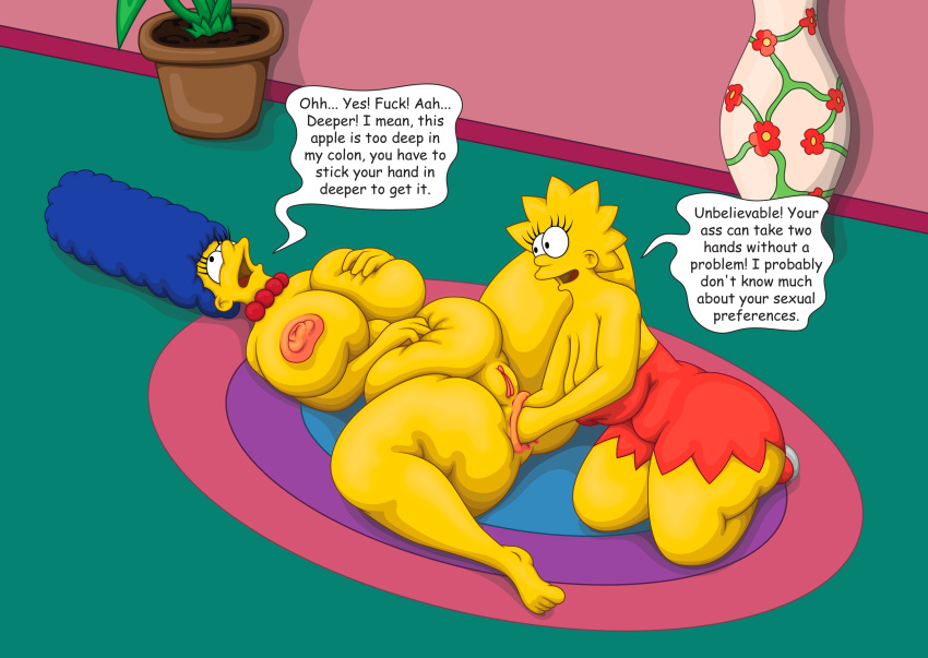 anal anal_fisting anal_penetration belly big_breasts bynshy chubby deep_anal fisting lisa_simpson marge_simpson milf the_simpsons
