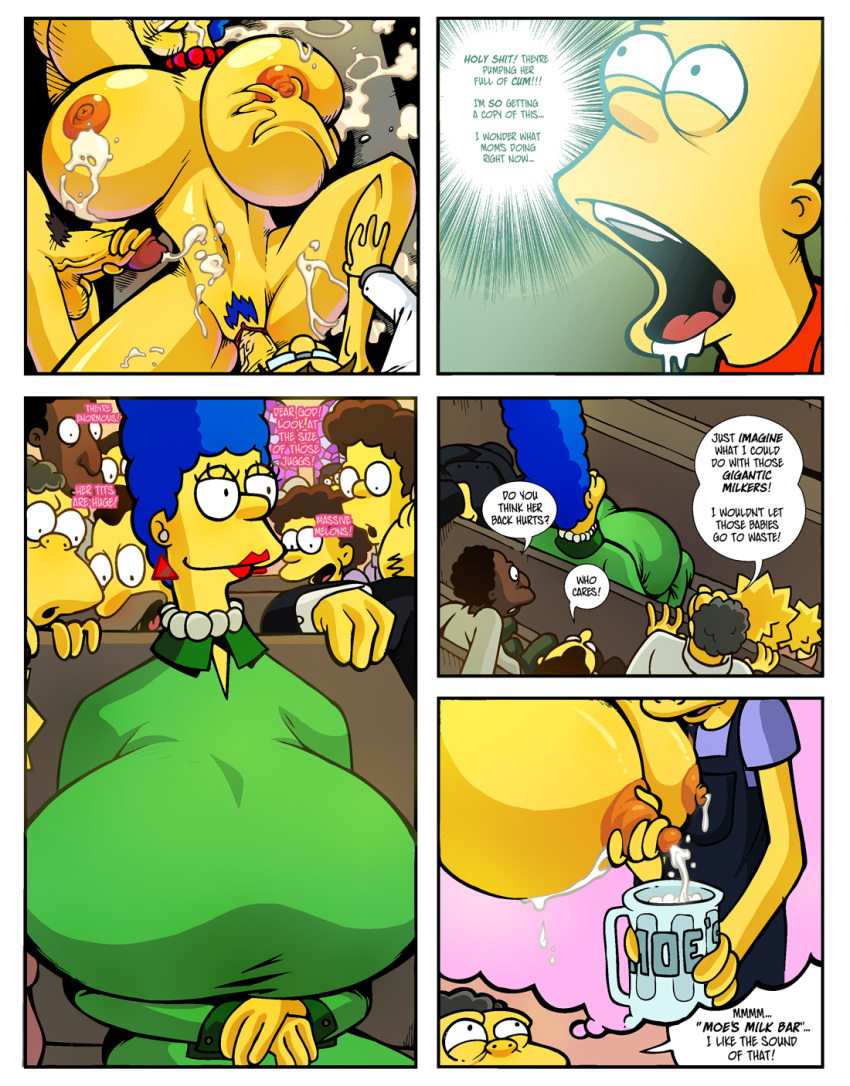 bart_simpson big_breasts blue_hair boob_squeeze breasts cartoon_milf comic fan_comic group_sex hair hexamous huge_breasts lactation marge_simpson mother's_duty mother_&amp;_son nsfw porn professor_frink simpsincest the_simpsons whoa_look_at_those_magumbos yellow_skin