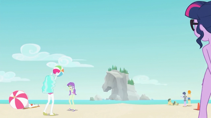 animated ass beach bespectacled breasts equestria_girls exhibitionism female friendship_is_magic gif glasses long_hair my_little_pony naked_glasses nude outdoor outdoor_nudity outside ponytail posing public public_nudity pussy twilight_sparkle twilight_sparkle_(mlp)