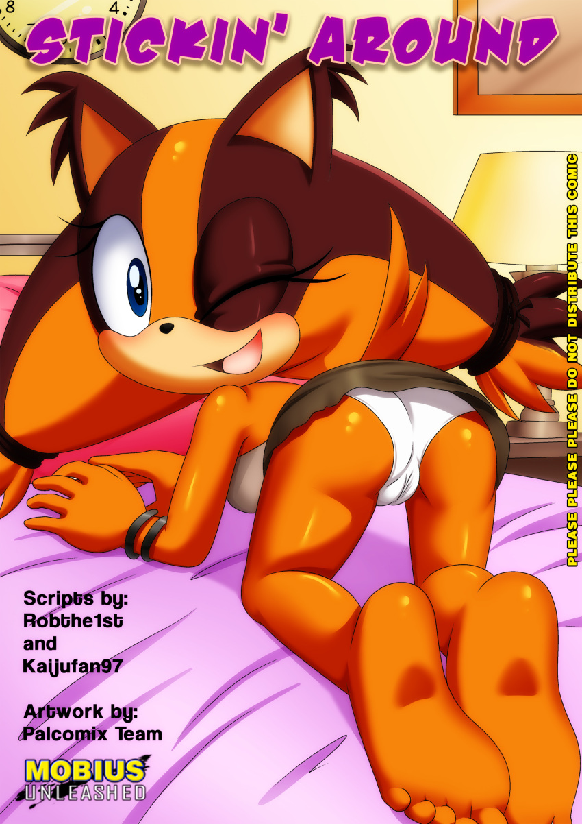 bbmbbf comic cover_page furry mobius_unleashed palcomix sega stickin'_around_(comic) sticks_the_jungle_badger