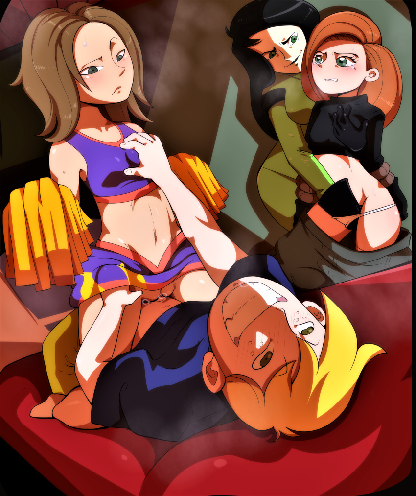 bonnie_rockwaller bottomless cheerleader cowgirl_position kim_possible kimberly_ann_possible no_panties ron_stoppable shaved_pussy shego vaginal yuri