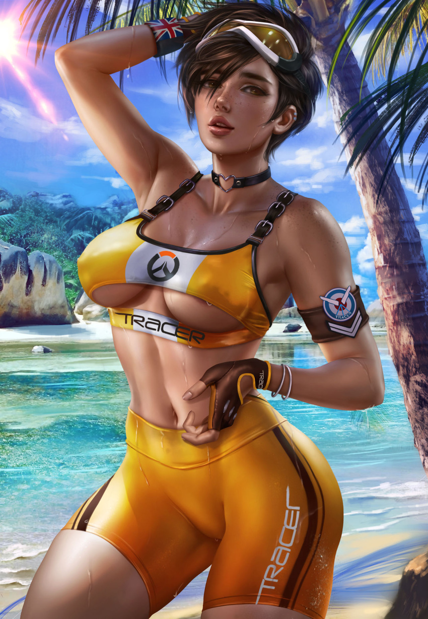 1girl activision big_breasts blizzard_entertainment breasts british brown_eyes brown_hair chronal_accelerator female_focus female_only high_res lena_oxton logan_cure looking_at_viewer orange-tinted_eyewear overwatch patreon patreon_paid patreon_reward short_hair solo_female solo_focus thick_thighs thighs tracer_(overwatch) video_game_character video_game_franchise