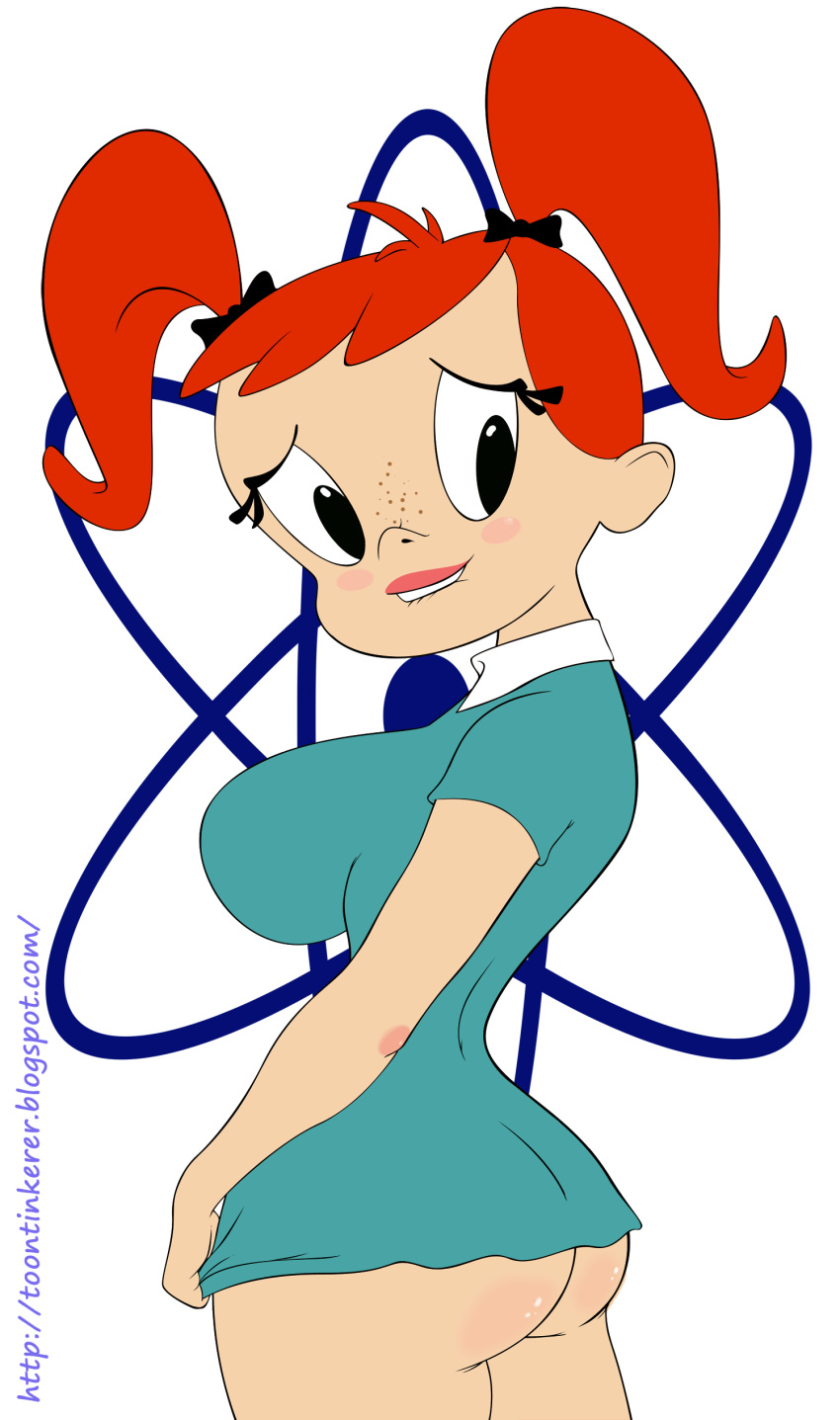 android ass big_breasts biting_lip breasts dat_ass dress exo-suit jenny_wakeman lip_biting lipstick my_life_as_a_teenage_robot naughty red_hair tight_ass toontinkerer