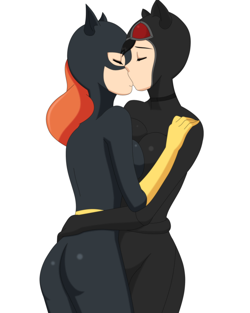 2_girls ass barbara_gordon batgirl batman_(series) blackangel014 catwoman dc_comics female_only kissing pervyangel selina_kyle yuri