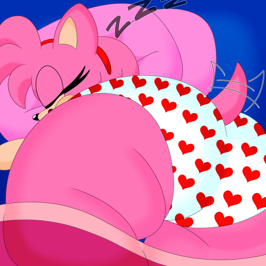 1girl 1girl 2022 3barts 4k absurd_res accessory amy_rose anthro ass bed big_ass blue_background closed_eyes clothing dat_ass digital_media_(artwork) eulipotyphlan eyelashes fur furniture hair headband heart hedgehog high_res huge_ass lying mammal multicolored_body multicolored_fur on_front panties pink_body pink_fur pink_hair rear_view sega short_hair simple_background sleeping sonic_the_hedgehog_(series) sound_effects tail_motion tailwag tan_body tan_fur thick_thighs two_tone_body two_tone_fur underwear wide_hips zzz