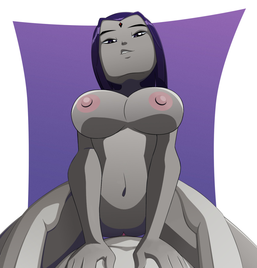 1girl areola big_breasts breasts dc_comics edit looking_at_viewer nipples nude pussy raven_(dc) ravenravenraven snyde45 teen_titans