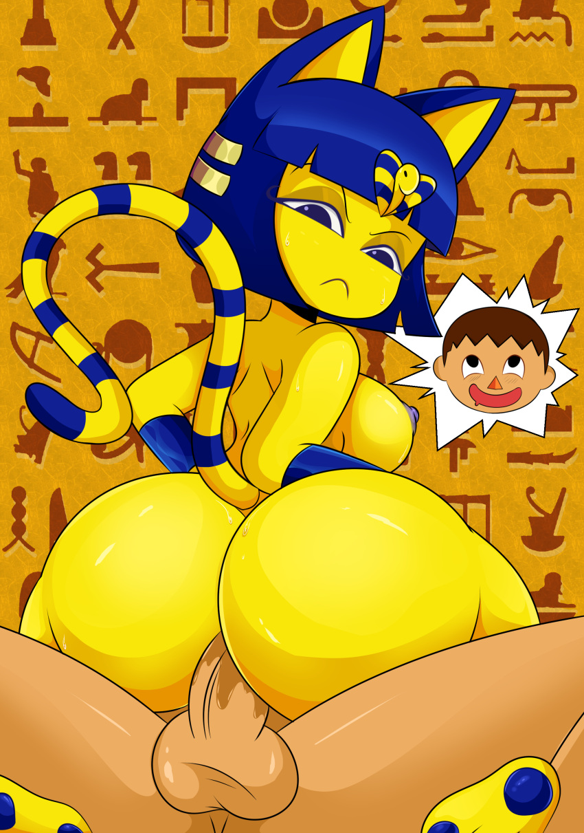 1boy 1girl absurd_res animal_crossing ankha_(animal_crossing) anthro areola ass balls bangs big_ass big_breasts blue_eyes blue_nipples blue_pawpads bodily_fluids boner breasts bubble_ass bubble_butt cowgirl_position curvy_figure domestic_cat duo egyptian erect_nipples erection felid feline felis from_front_position furry genital_fluids genitals girl_on_top hieroglyphics high_res human kneel looking_back looking_down looking_pleasured male/female mammal nintendo nipples nude on_bottom on_top pawpads penetration penis penis_in_pussy pussy_juice pussy_juice_drip pussy_juice_on_penis rear_view riding sex sexy sexy_ass sexy_body sexy_breasts smelly_ass smelly_pussy solo_focus sonson-sensei spread_legs spreading thick_thighs tight_pussy vaginal vaginal_juice_drip vaginal_juices vaginal_penetration vaginal_sex video_games villager_(animal_crossing) voluptuous wide_hips