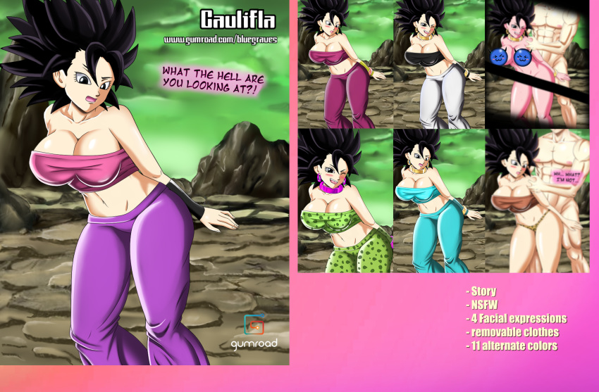 1girl android_21 big_breasts black_eyes black_hair bluegraves breasts caulifla cavewoman cell_(dragon_ball) censored cosplay curvy doggy_position dragon_ball dragon_ball_super dragon_ball_z happy hips jasmine jewelry kefla legs looking_at_viewer majin majin_android_21 open_mouth saiyan sex smile stomach thick_thighs thighs tube_top wide_hips