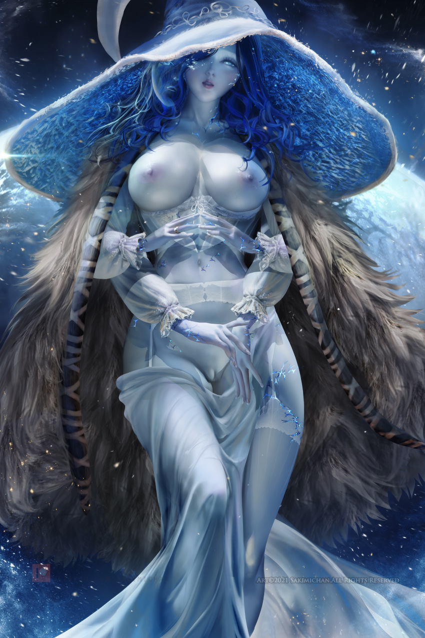1girl 1girl 1girl 4_arms alternative_bust_size archway_of_venus areola bangs bare_shoulders big_breasts blue_eyes blue_hair blue_nails blue_skin blush breasts cape clavicle cleavage cleft_of_venus cloak closed_mouth clothing colored_skin cracked_skin curly_hair curvaceous curvy_female dress elden_ring erect_nipples extra_arms extra_faces eyebrows_visible_through_hair female_only female_solo fingernails fur_cape fur_cloak garter garter_belt garter_straps groin hair_between_eyes hat hat_ornament headwear high_resolution jewelry labia labia_majora labia_minora large_hat legwear lips long_hair looking_at_viewer mound_of_venus multiple_arms nipples one_eye_closed ranni_the_witch ring sakimichan shiny shiny_skin standing stockings thighs very_high_resolution voluptuous white_legwear white_stockings white_thighhighs witch witch_hat
