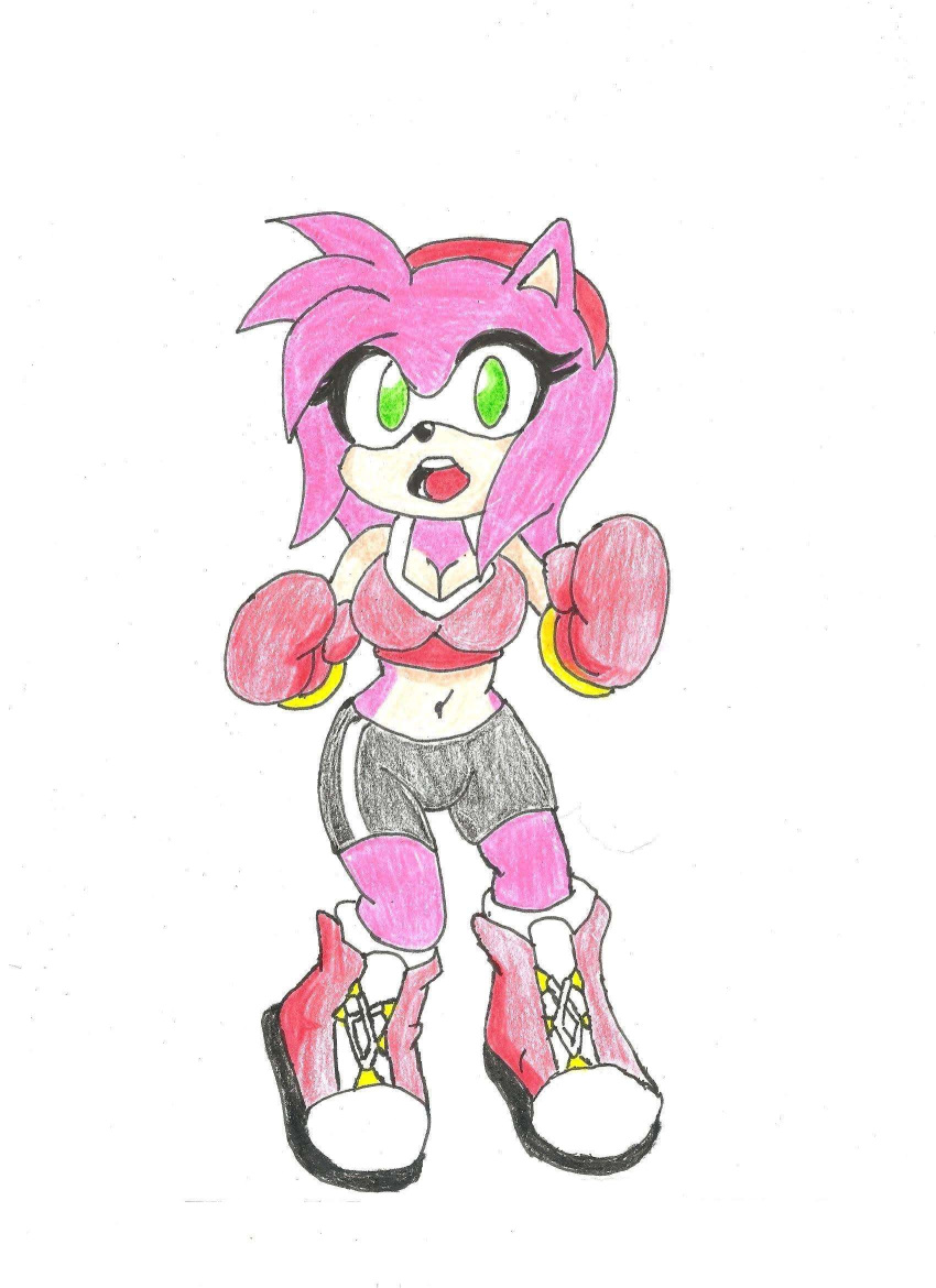 1girl amy_rose anthro anthro_only box boxing_gloves fanart female_only green_eyes pink_hair sonic_(series) sonic_the_hedgehog_(series) white_background
