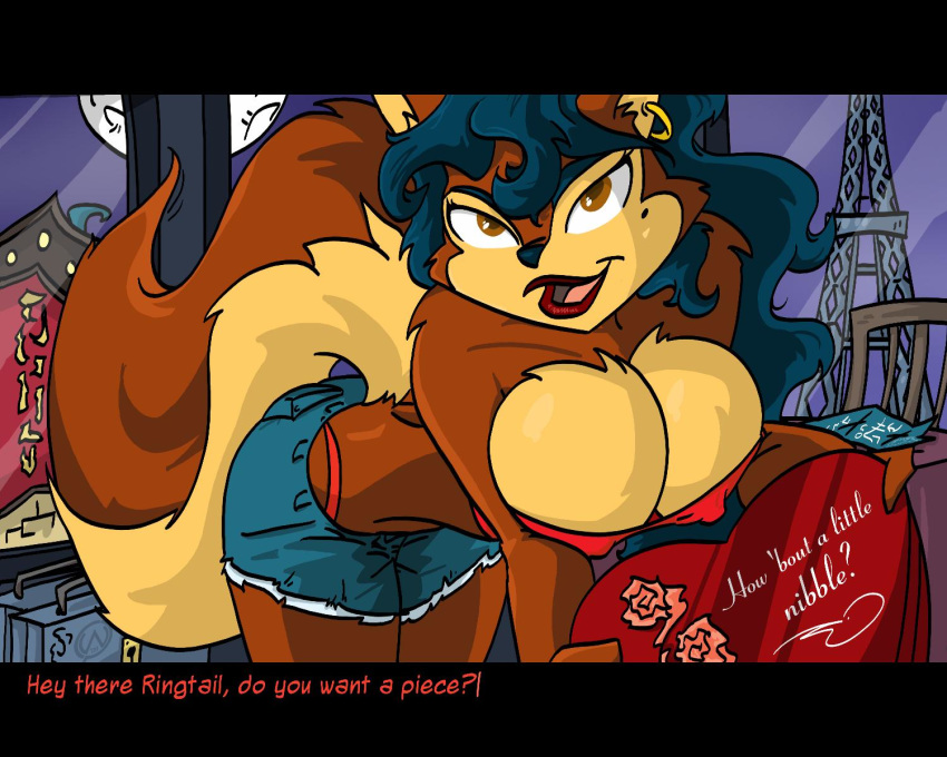 breasts canine carmelita_fox cleavage female fox furry lips nipples operative274 operative274_(artist) sly_cooper sly_cooper_(series) thong valentine's_day whale_tail