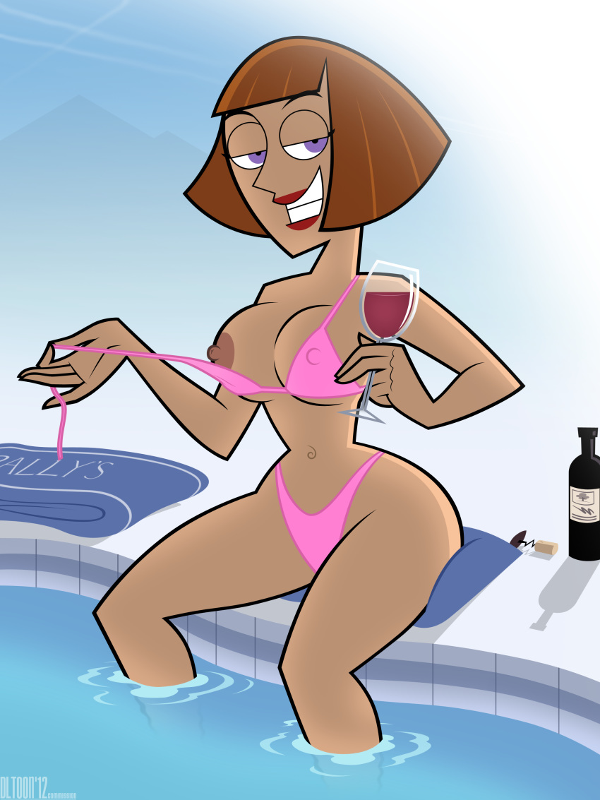bikini breasts danny_phantom dlt madeline_fenton milf slut_mother smile teasing wine