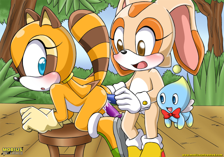 anthro bbmbbf cheese_the_chao cream_the_rabbit dildo female female/female female_only furry marine_the_raccoon mobius_unleashed palcomix sega sex_toy sonic sonic_(series) sonic_the_hedgehog_(series) yuri