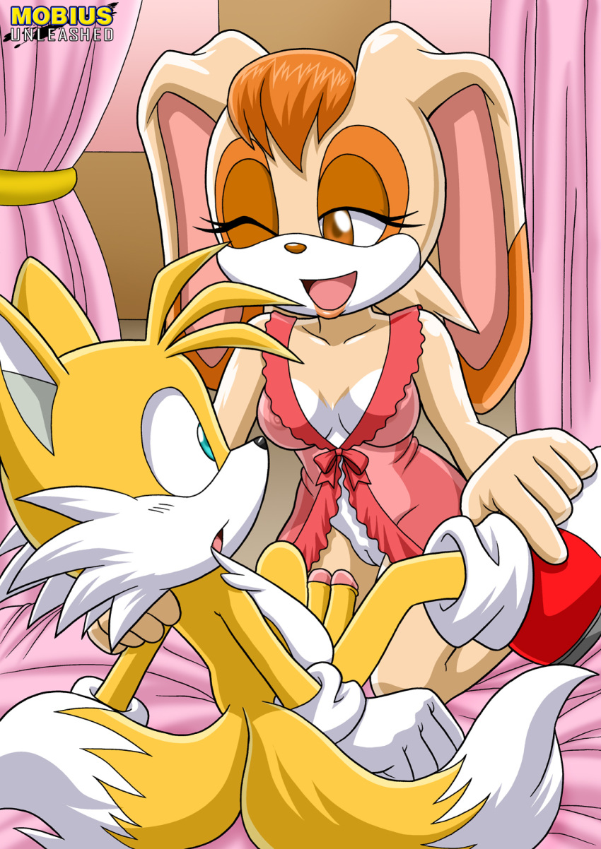 1boy 1girl anthro bbmbbf furry miles_"tails"_prower mobius_unleashed palcomix sega sonic_(series) sonic_team sonic_the_hedgehog_(series) vanilla_the_rabbit