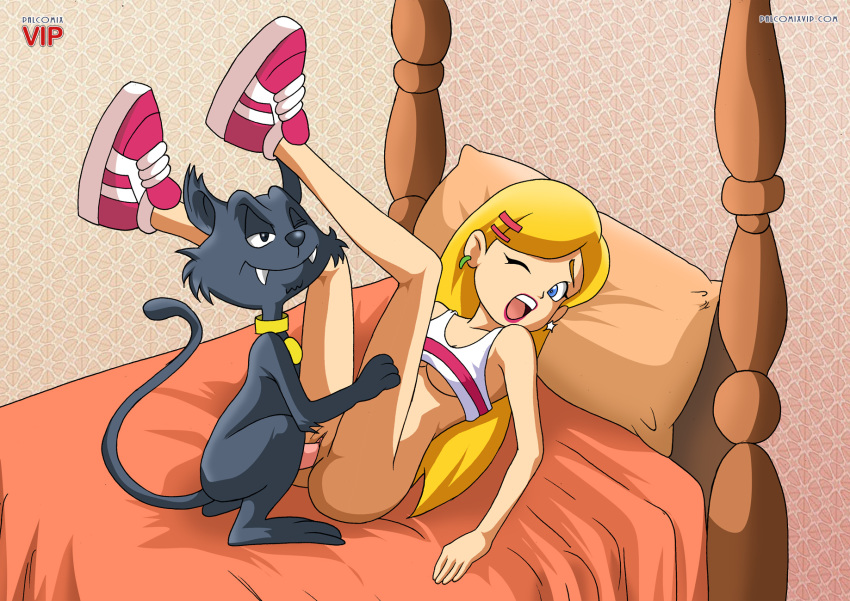 bbmbbf bed bedroom black_fur blond blonde breasts feline female male palcomix palcomix_vip sabrina:_the_animated_series sabrina_spellman sabrina_the_teenage_witch salem_saberhagen size_difference