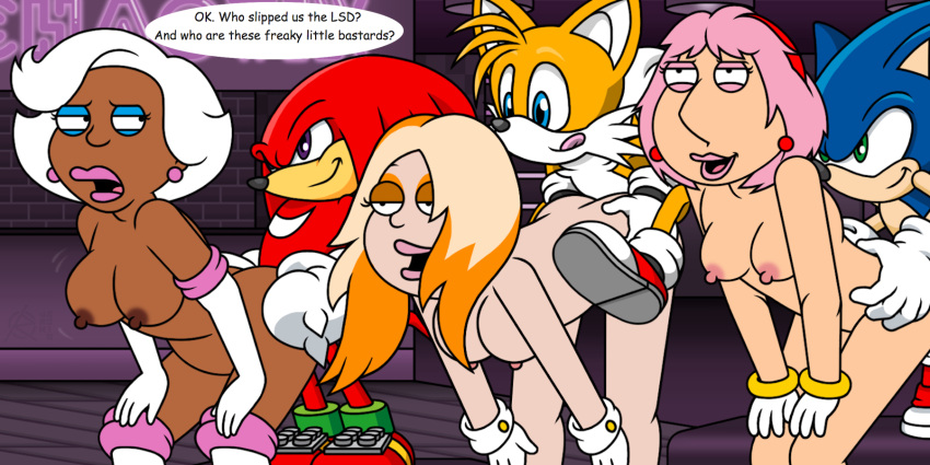 age_difference ahegao american_dad amy_rose_(cosplay) animal big_breasts cartoon_milf crossover dialogue doggy_position donna_tubbs drugged family_guy fantasy francine_smith from_behind furry hands_on_knees interracial knuckles_the_echidna lois_griffin male/female miles_"tails"_prower ragnar_oktopod rouge_the_bat_(cosplay) sega sonic_the_hedgehog sonic_the_hedgehog_(series) the_cleveland_show vanilla_the_rabbit_(cosplay)
