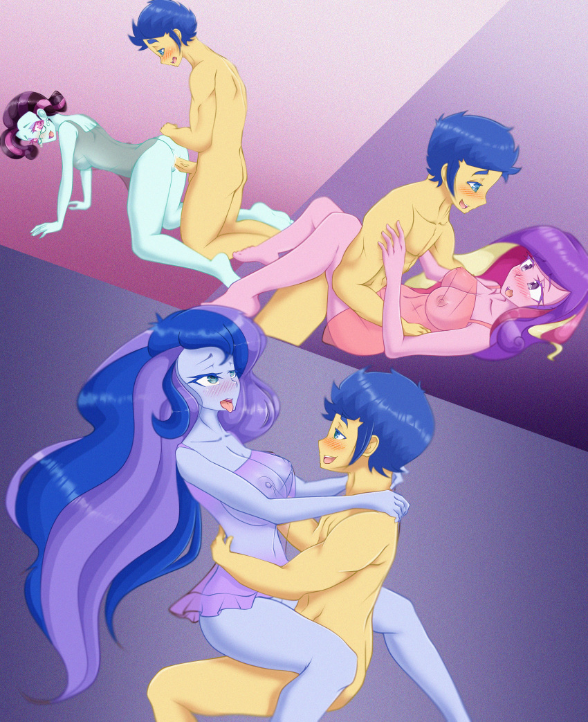 1boy 3_girls 3girls abacus_cinch adult all_fours ass blush breasts cum cum_in_pussy cum_inside dean_cadance dean_cadance_(mlp) equestria_girls female female_teacher flash_sentry friendship_is_magic long_hair male male/female mostly_nude my_little_pony no_bra no_panties no_underwear on_all_fours penis_in_pussy princess_cadance princess_luna princess_luna_(mlp) see-through see-through_clothes sex teacher teacher_and_student transparent_clothing vaginal vaginal_penetration vaginal_sex vice_principal_luna young_adult