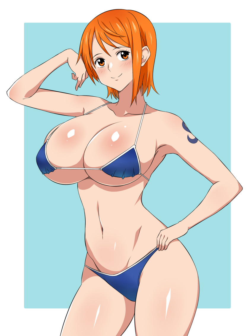 1girl 1girl 1girl big_breasts breasts brown_eyes female_focus female_only kagemusha mature mature_female nami one_piece orange_hair solo_female solo_focus tagme