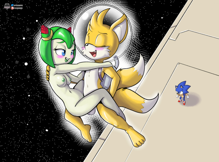 1girl 2boys alien alien_girl alien_humanoid ambiguous_penetration anthro balls barefoot blue_eyes blush breasts canid canine canon_couple cosmo_the_seedrian eulipotyphlan feet female female_penetrated flora_fauna fours_(artist) fourssss fox fur furry genitals green_hair hedgehog hi_res humanoid interspecies male male/female male_penetrating male_penetrating_female mammal medium_breasts miles_"tails"_prower navel nipples nude open_mouth open_smile penetration penile penile_penetration plant plant_girl plant_humanoid pussy seedrian sega sex smile sonic_(series) sonic_the_hedgehog sonic_the_hedgehog_(series) sonic_x space straight tagme tan_body tms_entertainment yellow_body yellow_fur zero_gravity