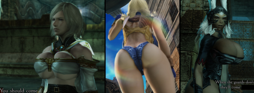 3d ashelia_b'nargin_dalmasca ass barely_contained big_ass big_breasts bimbo bimbofied blonde_hair breasts final_fantasy final_fantasy_xii fran game_mod gigantic_breasts hips huge_ass huge_breasts huge_hips huge_thighs large_ass mod penelo thick_thighs thighs thong under_boob viera white_hair wide_hips