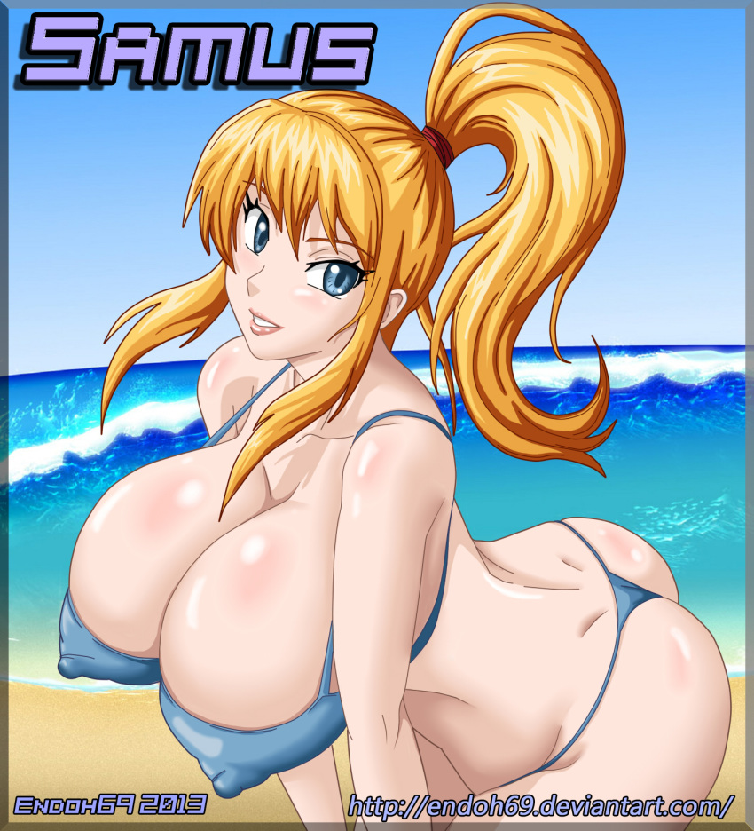 ass big_ass big_breasts bikini breasts cleavage endoh69 metroid samus_aran swimsuit