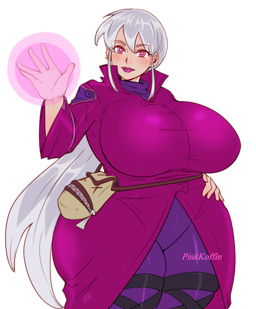ben_10 big_ass big_breasts charmcaster hourglass_figure pinkkoffin ponytail purple_eyes very_long_hair white_hair
