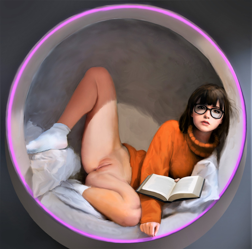 anus ass bottomless glasses no_panties scooby-doo shaved_pussy socks spread_legs sweater thighs velma_dinkley