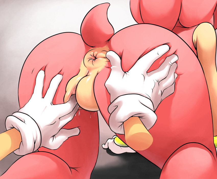 2012 all_fours amy_rose anus ass big_anus close-up cum dripping female fingering gloves hedgehog hetero james_sheehan male masturbation pink plump_labia presenting puffy_anus pussy ring sega sonic_(series) sonic_team sonic_the_hedgehog sonicboom53 spreading thick_thighs thighs