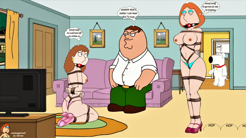 ass ball_gag bondage breasts carol_pewterschmidt erect_nipples family_guy lois_griffin normal9648 panties peter_griffin thighs
