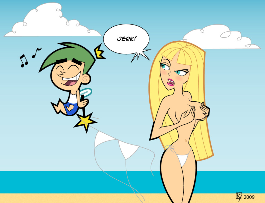 2009 angry beach breasts britney_britney cosmo cover_up embarrassing funny levelord lltoon smile the_fairly_oddparents topless