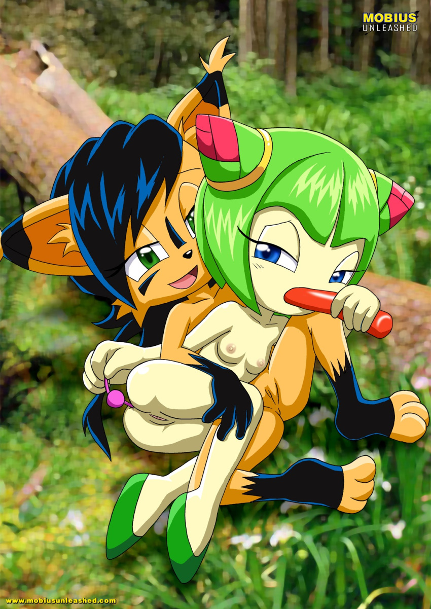 2_girls 2girls anal anal_beads anal_insertion anal_penetration anthro anus archie_comics ass bbmbbf black_hair blue_eyes breasts butt cosmo_the_seedrian dildo feline female female/female female_only forest furry green_eyes green_hair hair insertion lynx mammal mobius_unleashed nicole_the_lynx nipples nude palcomix penetration pussy sega sex sex_toy sonic_(series) sonic_the_hedgehog_(series) sonic_x tail toy yuri