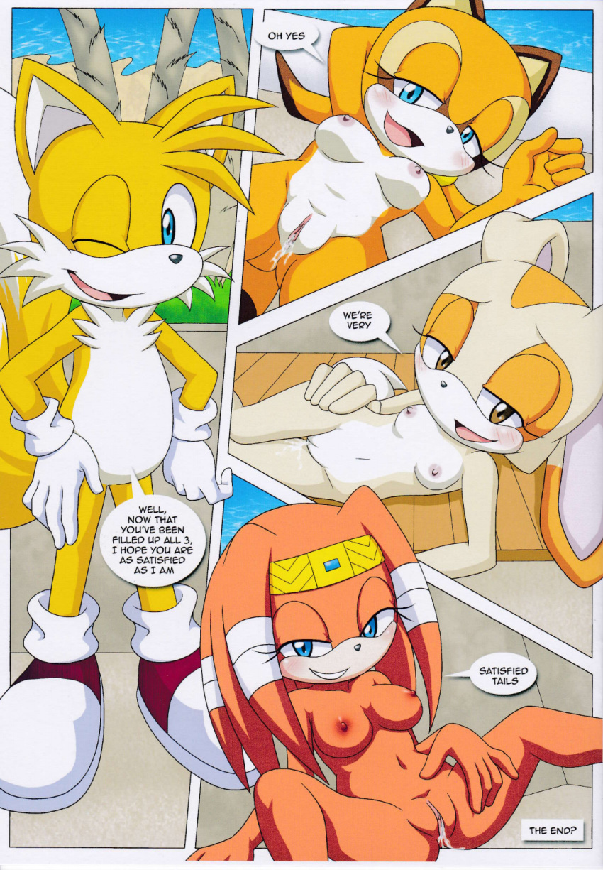 bbmbbf cream_the_rabbit marine_the_raccoon miles_"tails"_prower mobius_unleashed palcomix poolside_fun sega sonic_(series) sonic_the_hedgehog_(series) tagme tikal_the_echidna