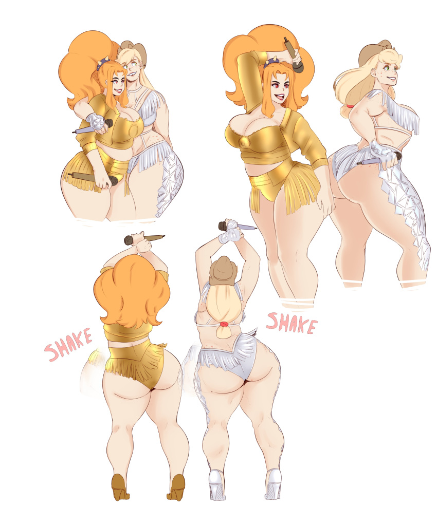 2_girls 2girls adagio_dazzle adagio_dazzle_(eg) applejack applejack_(mlp) ass big_ass breasts cleavage curvy dancing dat_ass equestria_girls female female_only friendship_is_magic hourglass_figure huge_ass humanized jennifer_lopez microphone my_little_pony older older_female presenting rainbow_rocks shakira sundown superbowl thick_thighs voluptuous wide_hips young_adult young_adult_female young_adult_woman