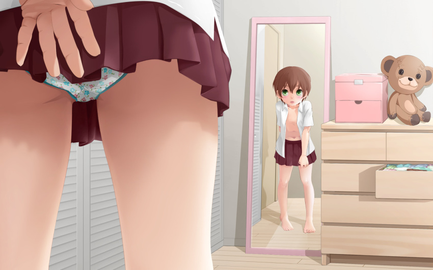 1boy bedroom crossdressing gay girly mirror panties trap