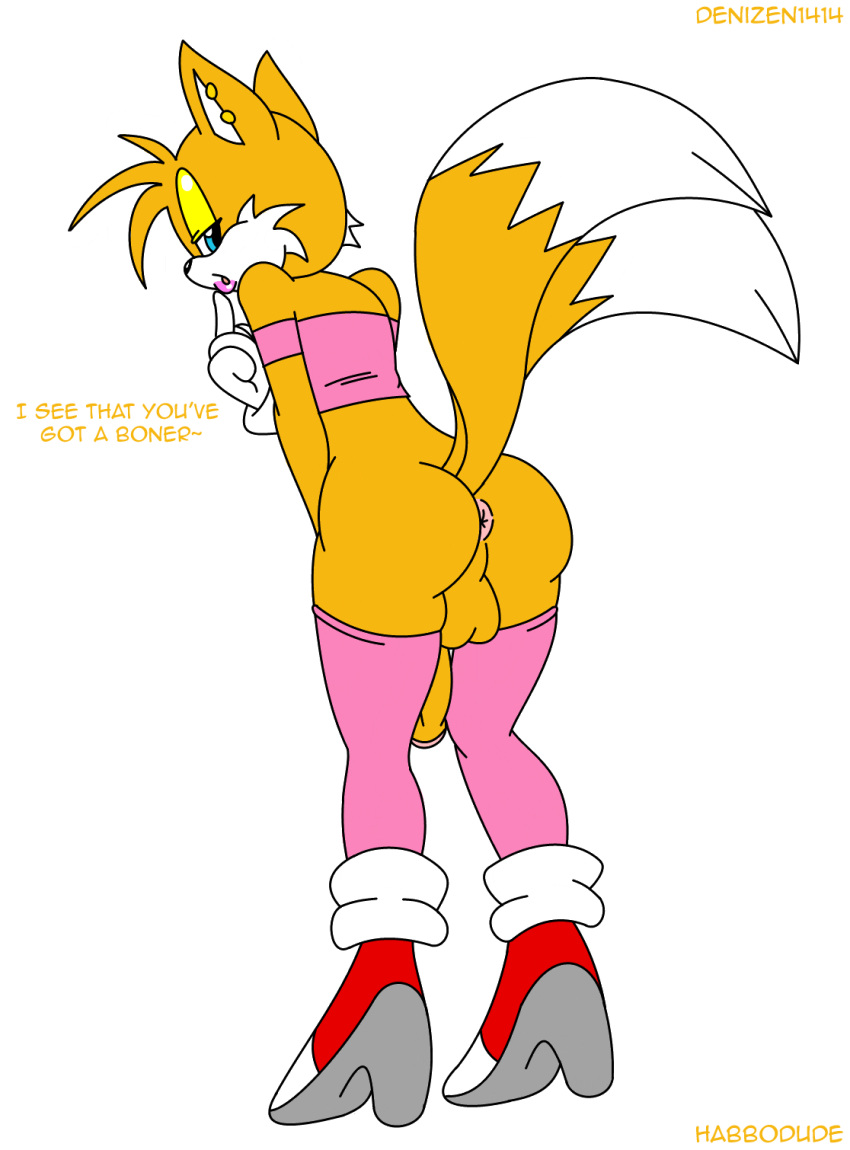 anthro anus ass blue_eyes canine denizen1414 ear_piercing erection fox girly habbodude hair looking_at_viewer looking_back male miles_"tails"_prower orange_hair penis piercing prostitute sega solo sonic_*(series) sonic_the_hedgehog_(series) testicles