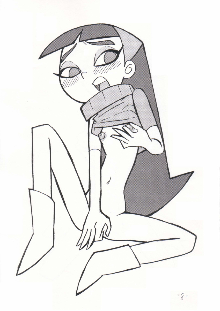 bottomless erect_nipples female_masturbation female_only fingering fingering_self flat_chested masturbation monochrome nipple_pinch nipples small_breasts spread_legs the_fairly_oddparents trixie_tang union_of_the_snake