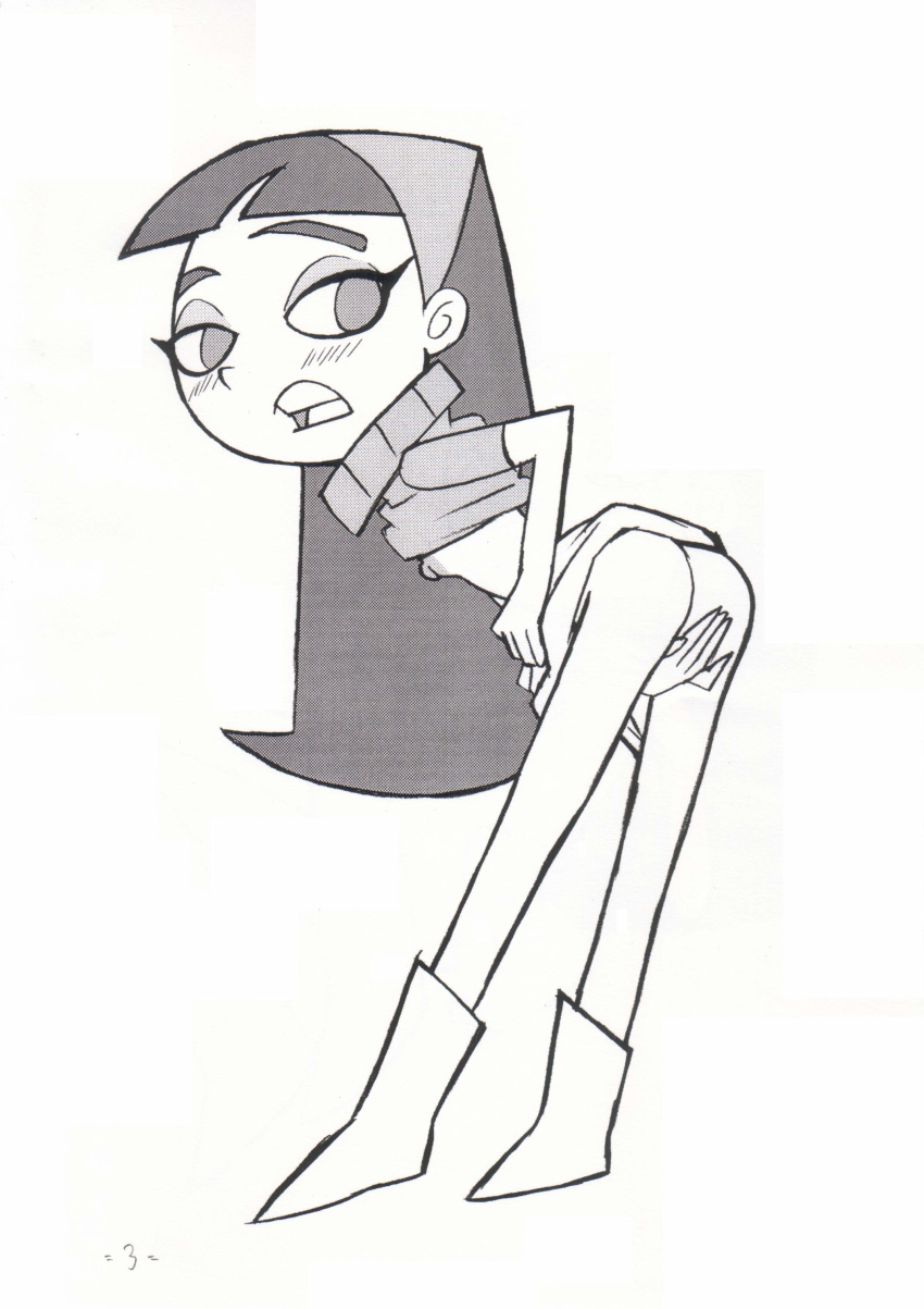 ass erect_nipples flat_chested monochrome nipples small_breasts the_fairly_oddparents trixie_tang union_of_the_snake