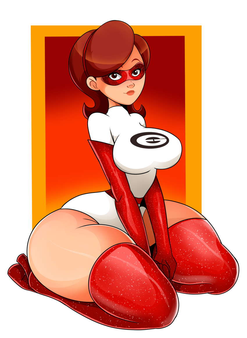 1girl big_breasts breasts cartoon_milf clothed_female disney elastigirl female_focus female_only helen_parr high_res light-skinned_female mature mature_female milf pixar sexy sexy_body sexy_breasts short_hair solo_female solo_focus sonson-sensei superheroine the_incredibles thick_thighs thunder_thighs wide_hips