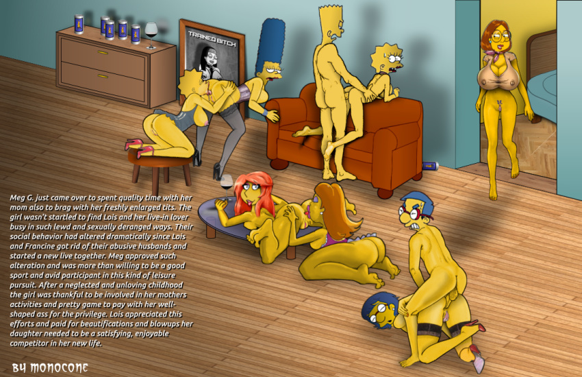 american_dad anal anal_sex bart_simpson crossover doggy_position erect_penis family_guy francine_smith incest lisa_simpson lois_griffin luann_van_houten maggie_simpson marge_simpson meg_griffin milhouse_van_houten monocone mother_&amp;_son shaved_pussy stockings the_simpsons