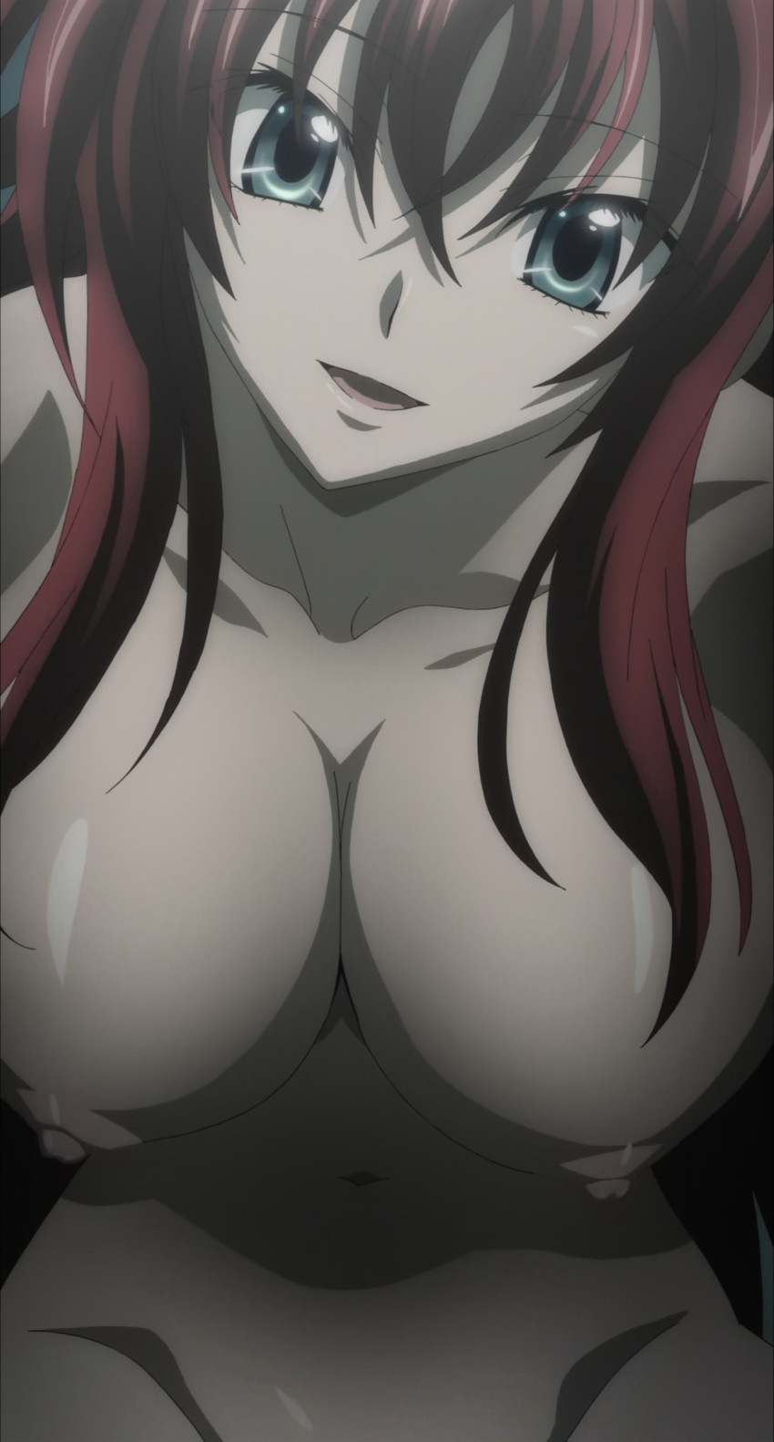1girl breasts hair high_school_dxd high_school_dxd_new highres large_breasts long_hair nipples nude red_hair rias_gremory screencap screenshot smile solo