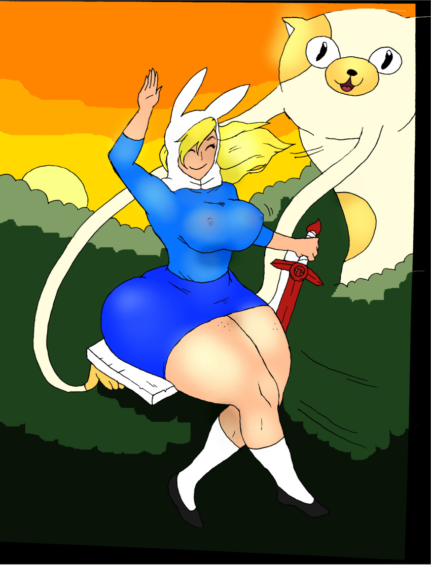adventure_time ass big_ass big_breasts breasts fionna_the_human genderswap happy hips jay-marvel nipples shoes socks wide_hips