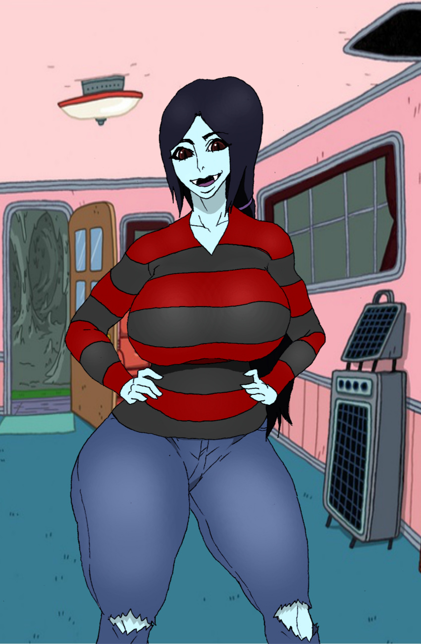 adventure_time big_breasts breasts clothes happy hips house jay-marvel looking_at_viewer marceline pants sexy_clothes solo wide_hips