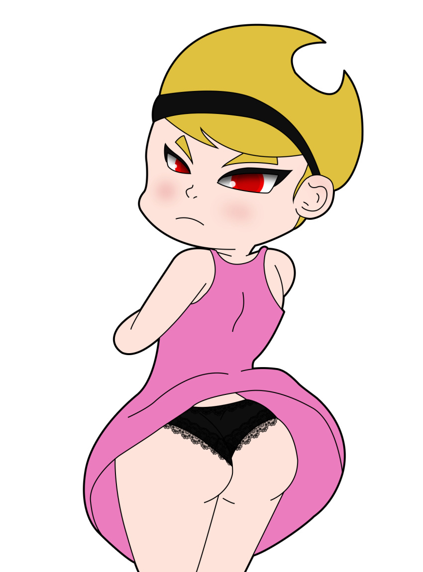 ass blonde_hair bluelimelight looking_back mandy panties red_eyes solo the_grim_adventures_of_billy_and_mandy