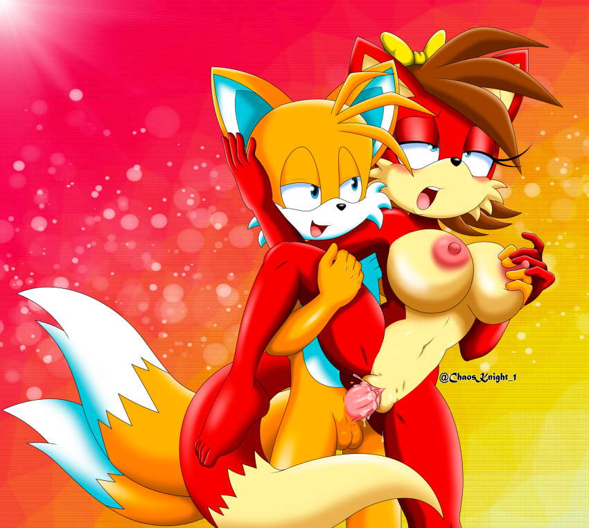 1girl artist_name chaosknight_1 cum fiona_fox fur furry miles_"tails"_prower nipples nude penis penis_in_pussy sega sex sonic_(series) sonic_the_hedgehog_(series) vaginal_penetration