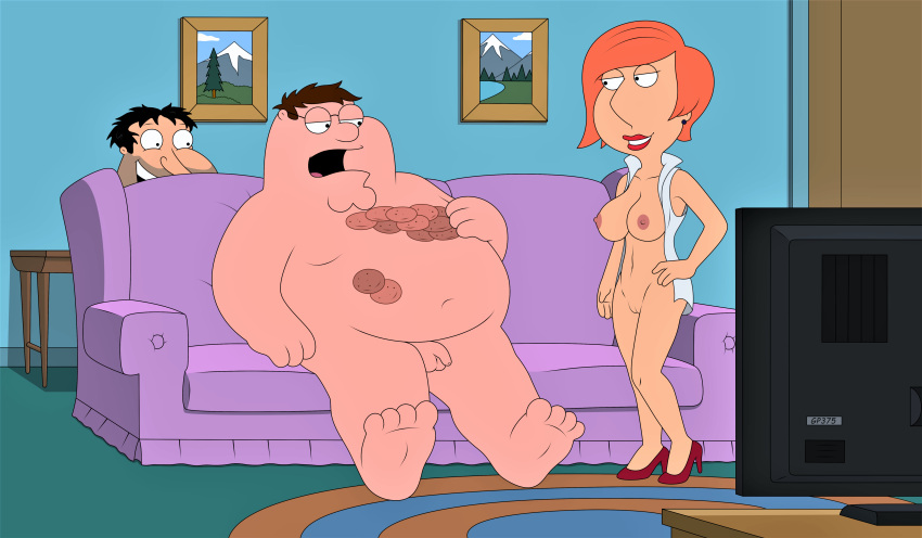 breasts erect_nipples family_guy glenn_quagmire gp375 high_heels lois_griffin nude peter_griffin shaved_pussy thighs
