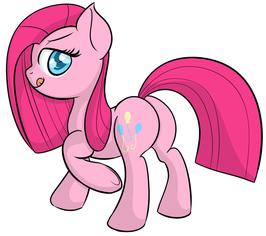 1girl ass datapony friendship_is_magic hasbro looking_at_viewer my_little_pony pinkamena_(mlp) pinkie_pie pony tongue tongue_out
