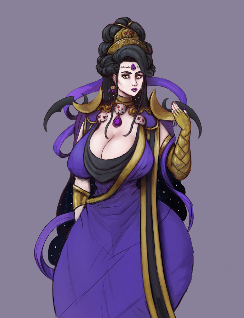 black_hair gigantic_ass gigantic_breasts hades_(game) hourglass_figure milf nyx nyx_(hades) sexy shinyglute yellow_eyes