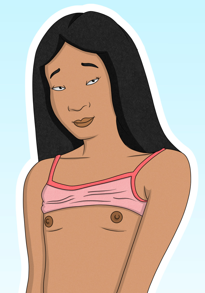 asian black_hair connie_souphanousinphone dark_skin flat_chested king_of_the_hill pink_skirt tank_top